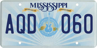 MS license plate AQD060