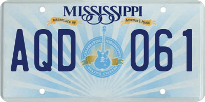 MS license plate AQD061