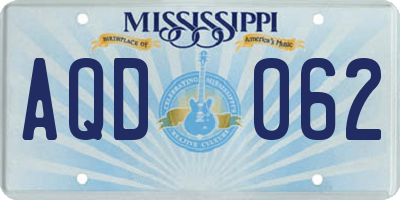 MS license plate AQD062