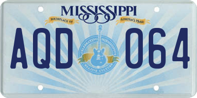 MS license plate AQD064