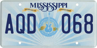 MS license plate AQD068