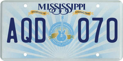 MS license plate AQD070