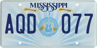 MS license plate AQD077