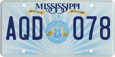 MS license plate AQD078
