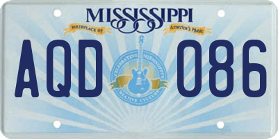 MS license plate AQD086