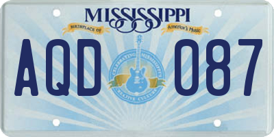 MS license plate AQD087