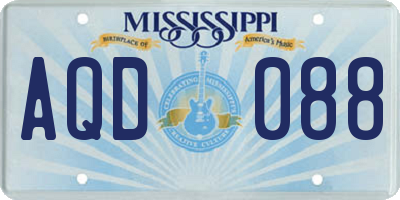 MS license plate AQD088