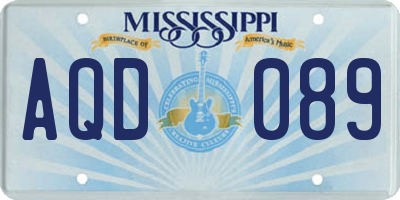 MS license plate AQD089