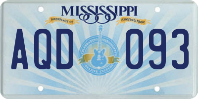 MS license plate AQD093
