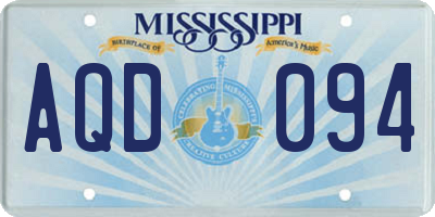 MS license plate AQD094