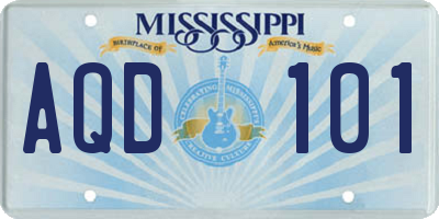 MS license plate AQD101