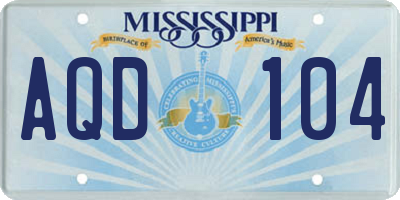 MS license plate AQD104