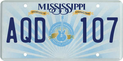 MS license plate AQD107