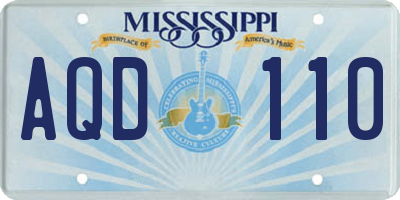MS license plate AQD110