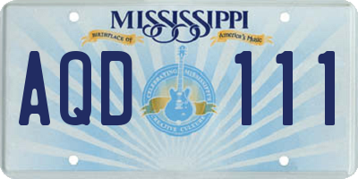 MS license plate AQD111