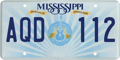 MS license plate AQD112