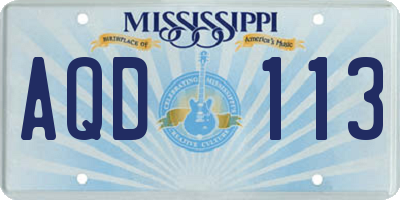 MS license plate AQD113