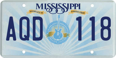 MS license plate AQD118