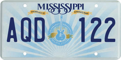 MS license plate AQD122
