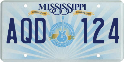 MS license plate AQD124