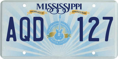MS license plate AQD127
