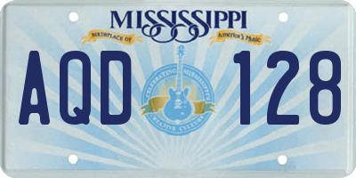 MS license plate AQD128
