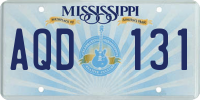 MS license plate AQD131