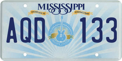 MS license plate AQD133
