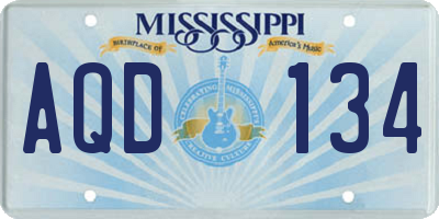MS license plate AQD134