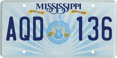 MS license plate AQD136