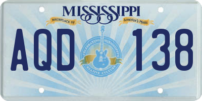 MS license plate AQD138