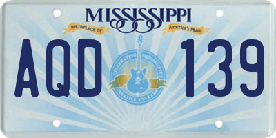 MS license plate AQD139