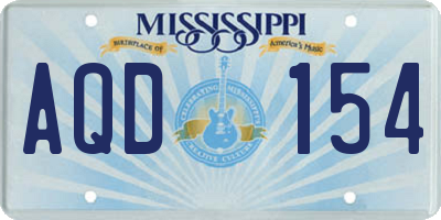 MS license plate AQD154