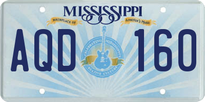 MS license plate AQD160