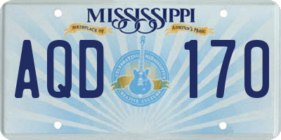 MS license plate AQD170