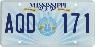 MS license plate AQD171