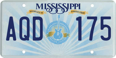 MS license plate AQD175