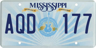 MS license plate AQD177