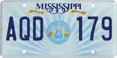MS license plate AQD179
