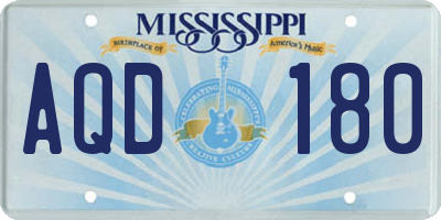MS license plate AQD180