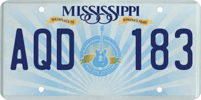 MS license plate AQD183