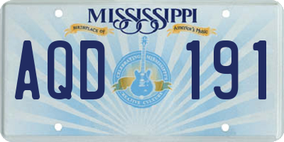 MS license plate AQD191