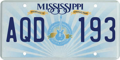 MS license plate AQD193
