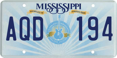 MS license plate AQD194