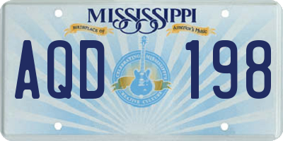 MS license plate AQD198