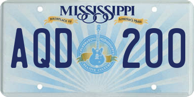 MS license plate AQD200