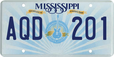 MS license plate AQD201