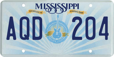 MS license plate AQD204