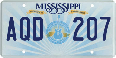 MS license plate AQD207