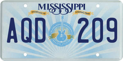MS license plate AQD209